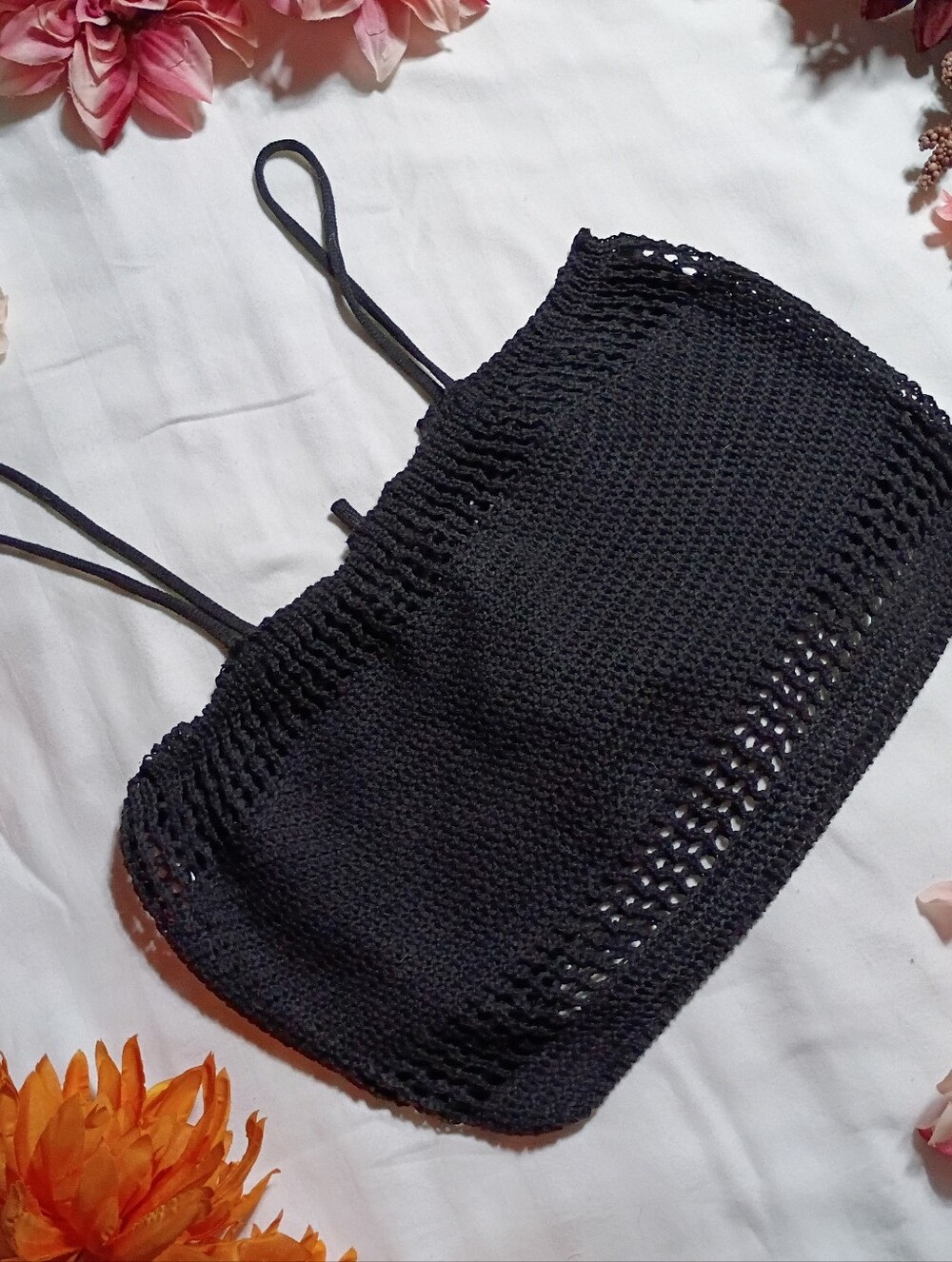 NWOT Black Crochet Crop Top